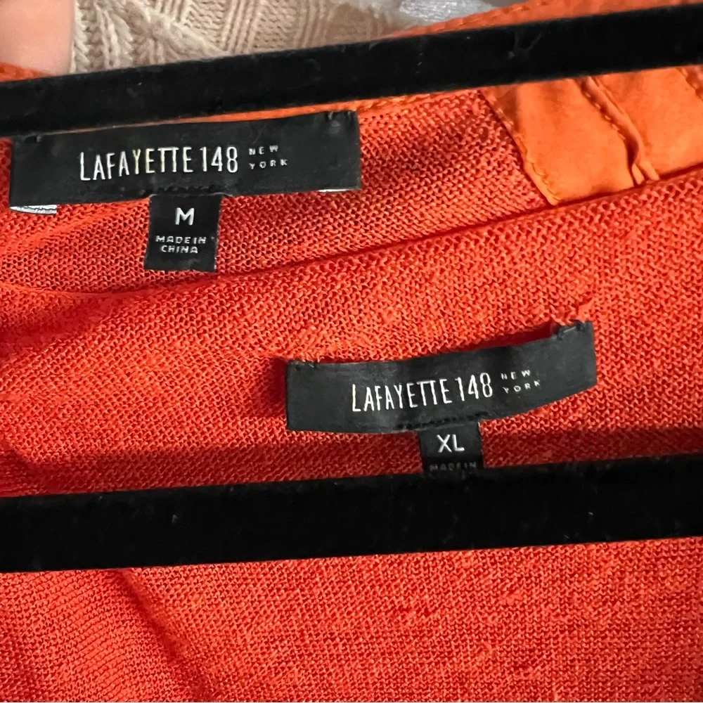 LAFAYETTE 148 NEW YORK Vibrant Linen Blend Orange Knit Set, M